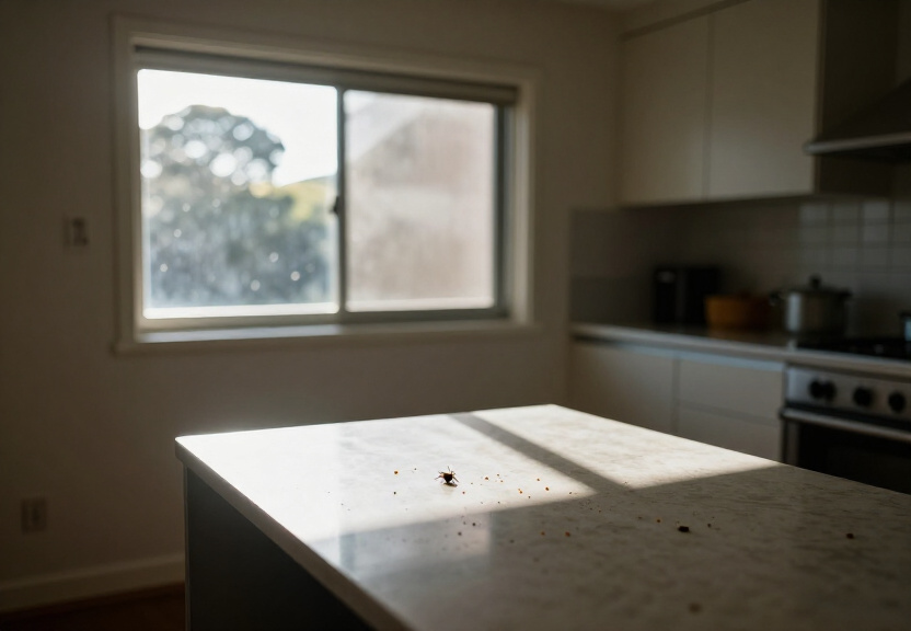 Rodent droppings in a Breakfast Point garage before treatment